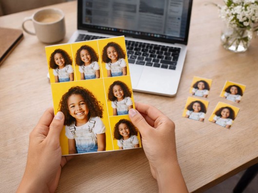 Mehrere Schulfotosets nebeneinander
