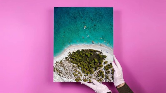 Photo Block auf rosa Untergrund