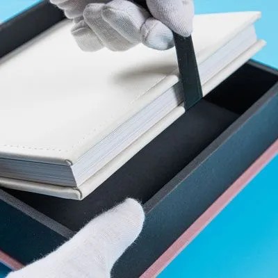 Custom box blauw fotoboek