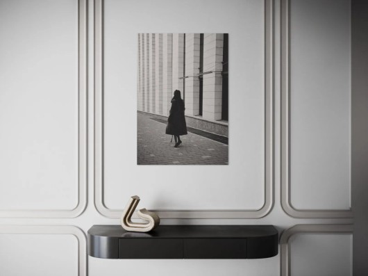 Black-and-white portrait of a woman as a fine art print on forex
