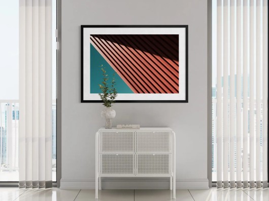 Framed Fine Art print with a mount in a living room