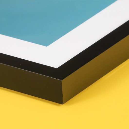 Side view of a framed Fine Art print with a mount
