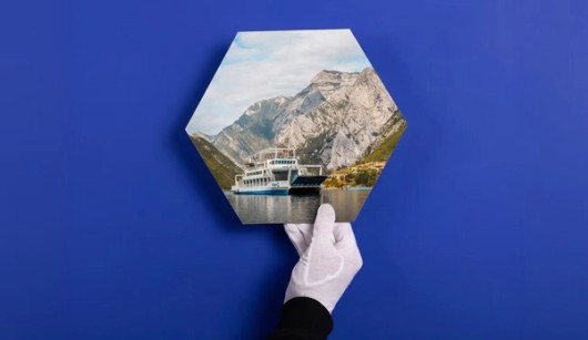 Photo hexagonale en impression directe sur aluminium
