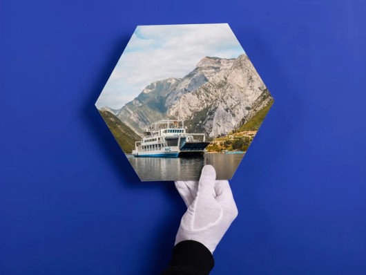 Photo hexagonale en impression directe sur aluminium