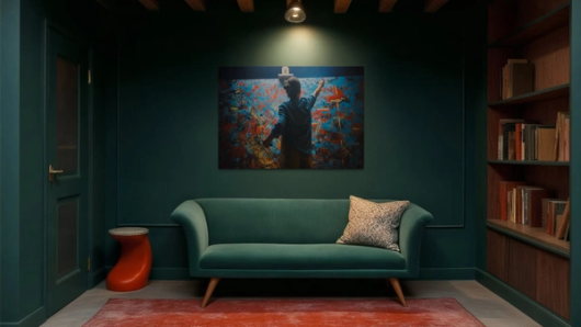 Wanddecoratie met schilderende man