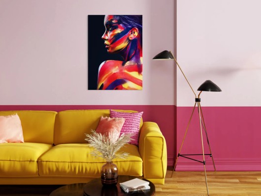 Fine Art print op aluminium dibond in een interieur, aan de muur in een woonkamer