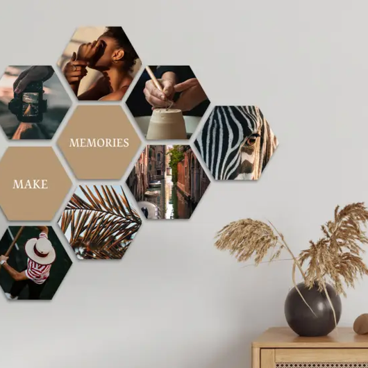 hexagon-fotomuur-ophangen