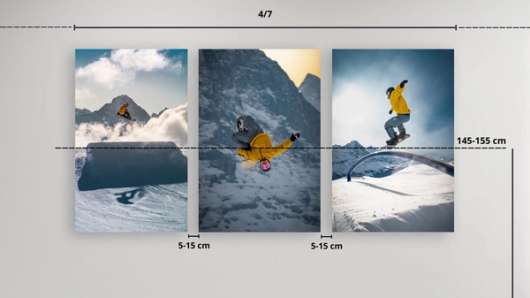 Dimensions pour accrocher une photo sur un mur vide